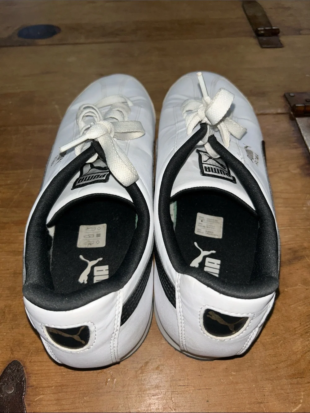 Puma White and Black Roma Men's Sneakers with Gold Logo Size 14
